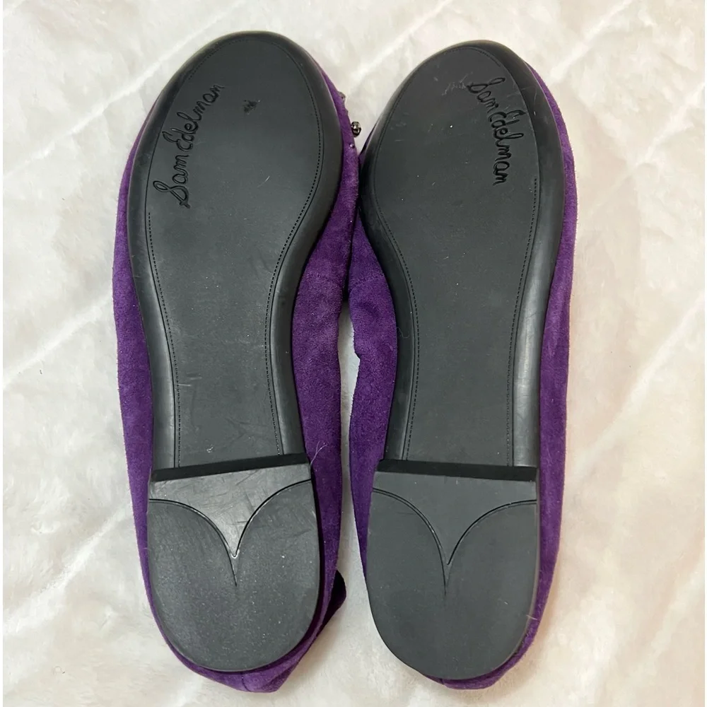 NEW Sam Edelman FERN Purple Suede Crystal Embellished Ballerina Flats